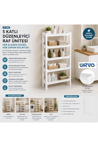 Lunaev Rafty 5 Katlı Sepet Organizer Düzenleyici Raf Ünitesi 465x145x870 Mm 100