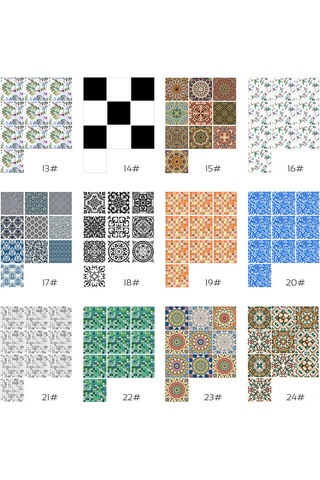 Geekyou Mediterranean Vintage Sticker Mosaik 20x20cm 10 Adet - Pvc Otomatik Yapışkan Duvar Dekorasyonu Diğer