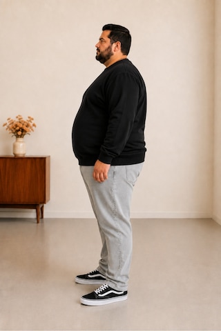 Sngl Tekstil Erkek Büyük Beden Oversize 3 İplik Uzun Kollu Sweatshirt 3xl-4xl-5xl-6xl-7xl-8xl-9xl Siyah