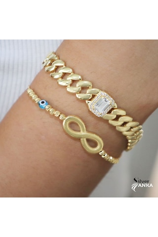 925 Ayar Gümüş Gold Baget Gurmet Bileklik