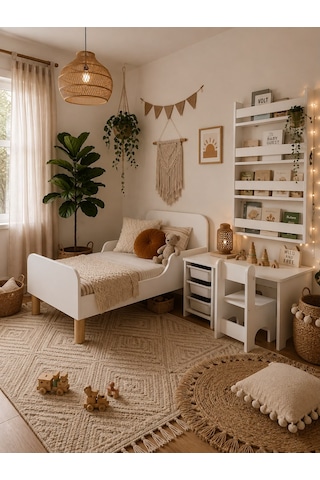 Montessorı Cocuk Odası Beyaz Tamamı Mdf