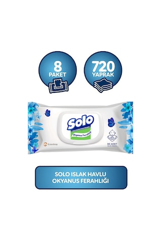 Solo Islak Havlu Okyanus Ferahlığı 8'li Set 720 Yaprak