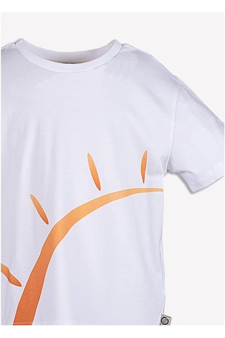 Ozmoz Organik Güneş Baskılı Erkek Çocuk T-Shirt Beyaz