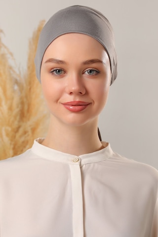 Melodi Scarf Sihirli Yapışkanlı Kaymayan Bone Koyu Gri Antrasit Koyu Gri