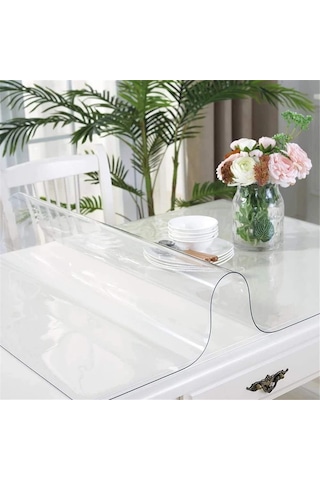1.2mm Şeffaf Pvc Masa Ve Masa Örtüsü Koruyucu Masa Pedi Koruyucu Mika Asetat Masa Örtüsü En: 90cm, Boy Çok Renkli