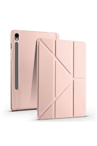 Samsung Galaxy Tab S10 Fe İle Uyumlu Kılıf Tri Folding Kalem Bölmeli Katlanabilir Standlı Pu Deri Yumuşak Kapak Kapaklı Kılıf