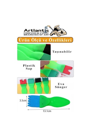 Parmak Boyası 6 Renk Nova Color Sünger Eva Baskı Damga Spatula Rulo Kesik Sünger Eva Okul Öncesi Etkinlik Seti