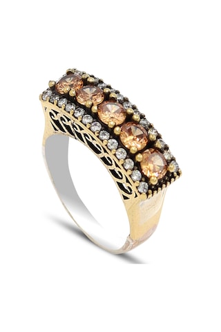 Sitrin Taşlı Beştaş Model Otantik Kadın Gümüş Yüzük 201024339 Gümüş