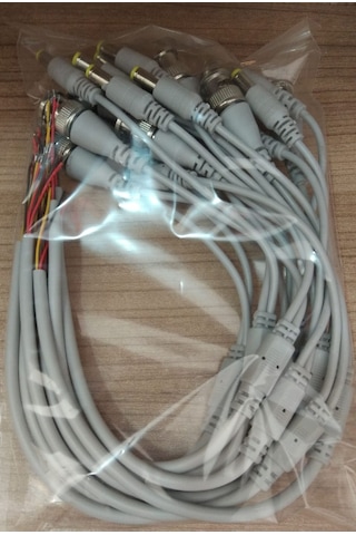 10 Adet Hazır Bnc + Dc Power Jak Konnektör Cctv Ahd Tvi Y Kablo