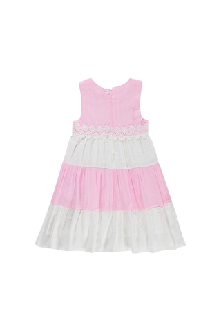 Civil Girls Çiçek Dantelli 6-9 Yaş Elbise - Pembe Pembe - Beyaz