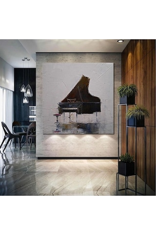 Piyano Yağlı Boya Efektli Müzik Sanat Dekor Hd Baskı Kanvas Tablo Ar030174