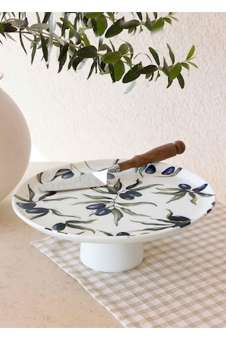 The Mia Olivos Ayaklı Servis Tabağı 10x30 Cm Ovs0010 Çok Renkli