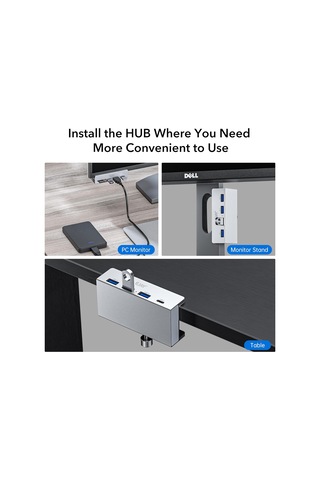 Masa Port Kelepçesi Tip C 3.0 Hub Masa Montajlı Klip Usb Hub Masaüstü Tip C 3.0 Splitter