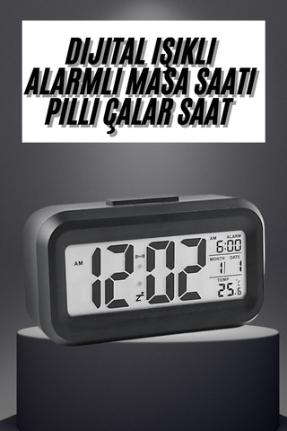 Gece Dijital Masa Saati Dijital Alarmlı Led Ekran Pilli Çalar Saat - Lisinya Sarı 14067709