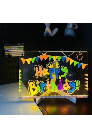 Led Aydınlatmalı Yazı Ve Çizim Tahtası - Küçük Boy 20x20 Cm Çok Renkli