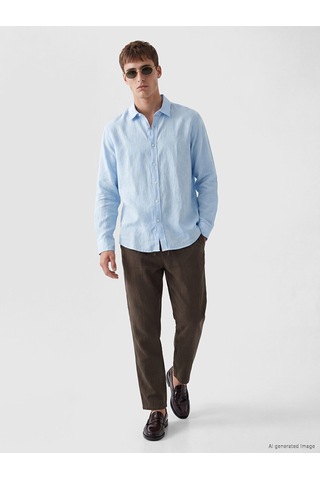 Lcw Vision Mavi Regular Fit %100 Keten Erkek Gömlek
