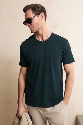 Grimelange Almerı Erkek %100 Pamuk Yumuşak Kumaşlı V Yakalı Yeşil T-shirt