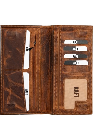 Mft Leather Hakiki Deri Kartlıklı Unisex Cüzdan Lilyum 7286 Crazy Taba
