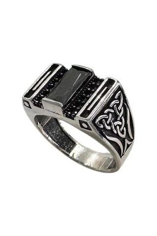 Onyx Ve Zirkon Taşlı Gümüş Yüzük 250057494g12y Gümüş