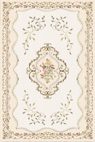 Saray Kaymaz Taban Makinede Yıkanabilir Halı Dijital Baskı Krem