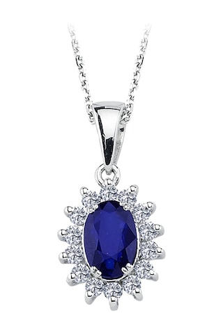 Sirius Pırlanta Oval Safir Taşlı Anturaj Kolye 0804P0163