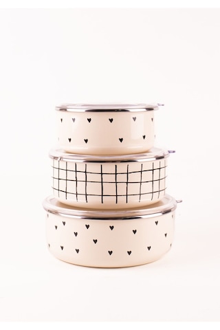 Black Cupid Vakum Kapaklı Saklama Kabı Seti Ocaklarda Kullanılabilir Bej