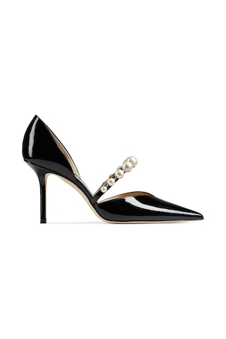 Jimmy Choo Siyah Beyaz Deri Topuklu Ayakkabı Beyaz - Siyah