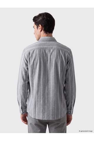 Lcwaıkıkı Classic Yeşil Regular Fit Çizgili Oxford Erkek Gömlek