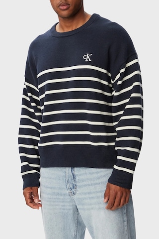 Calvin Klein % 100 Pamuk Çizgili Relaxed Fit Sweat Lv04rg305gcef Erkek Sweat Lv04rg305g Cef Lacivert