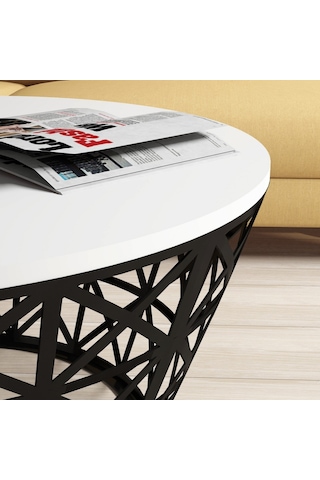 Stil Metal Ferforje Orta Sehpa - Beyaz