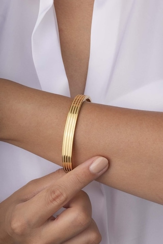 Gümüş Pazarım Şeritli Altın Kaplama Bilezik Model Kadın Çelik Kelepçe Renkli