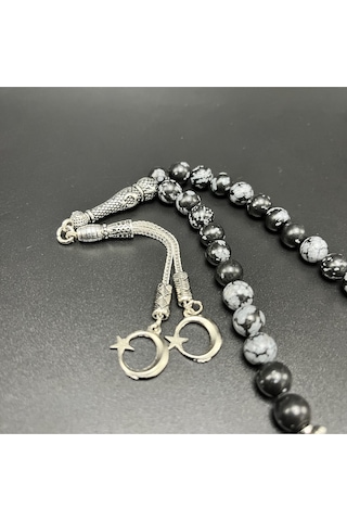 Yıldız Doğal Taş Karlı Obsidyen 8mm 33lük Doğal Taş Tesbih