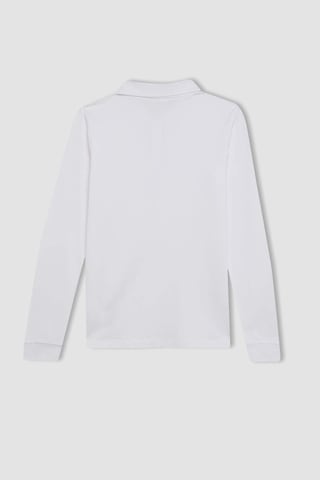 Defacto Kız Çocuk Polo Yaka Basic Düz Pike Uzun Kollu Tişört J0010a625auwt34 Beyaz
