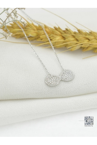 Brezza Lusso Jewelry Timeless Series Zirkon Taşlı Gümüş Ebedi Döngü Kolyesi Gümüş