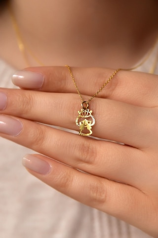 Papatya Silver 925 Ayar Gümüş Gold Kaplama Kesim Kalemli Prenses Kolye