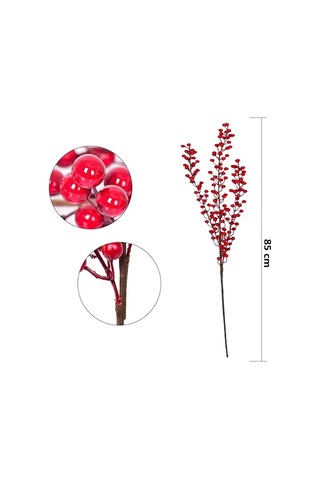 Yılbaşı Dekoru Kırmızı Berry Kokinalı Süslü Dekoratif Dal 85 Cm