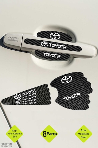 Toyota Universal Kapı Kolu Karbon Folyo Seti Universal Modeline Özel Dayanıklı 8 Parça Koruyucu Ürün