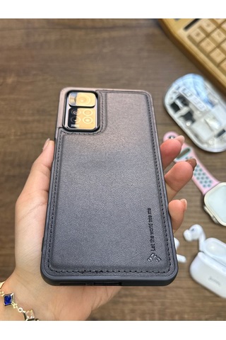 Redmi Note 11 Pro 4g Uyumlu Premium Deri Dokulu Darbelere Karşı Dayanıklı Nazal Silikon Kılıf Siyah