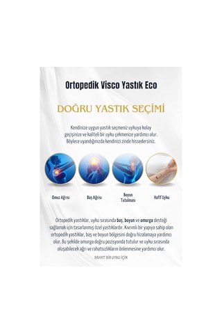 Visco Ortopedik Yastık Eco Boyun Fıtığı Boyun Düzleşmesi Boyun Ağrısı Destekli Lüks Ortopedik Yastık