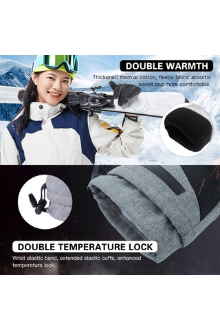 Moveevo Kışlık Beş Parmak Kayak Eldiveni - Su Geçirmez, Dokunmatik Ekran, Polar Astarlı, Bisiklet Ve Outdoor İçin Beyaz