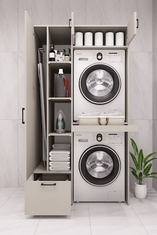 Mdf Çamaşır Makinesi Ve Kurutma Makinesi Dolabı Ütü Masalı Kumbeji Kumtaşı