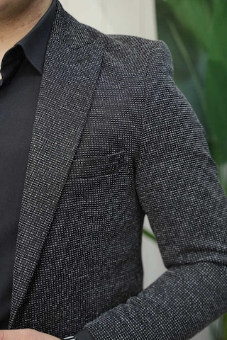 Bys Beystil Sivri Yaka Kırçıllı Siyah Ceket Lyon - Slim Fit