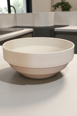 12'li Sert Plastik Çorba Kasesi Kırılmaz Yıkanabilir Beyaz