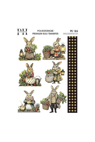 Polyesterhobi Premium Sulu Transfer 25x35 Cm Tavşan Desenli Ps 183