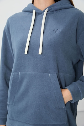 Tommy Life Petrol Kalın Yumuşak Dokulu Kapüşonlu Oversize Nakışlı Polar Kadın Sweatshirt - 97292 Petrol
