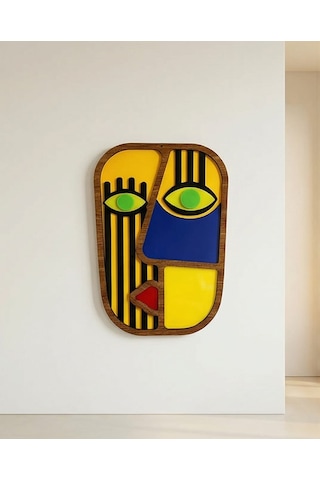 Modern Picasso Tarzı Mdf Ahşap Duvar Maskı - Soyut Yüz Duvar Sanatı 1