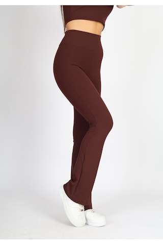 Soft&Basic Kadın Kaşkorse Raporlu Toparlayıcı İspanyol Paça Kahverengi Tayt Pantalon Kahverengi
