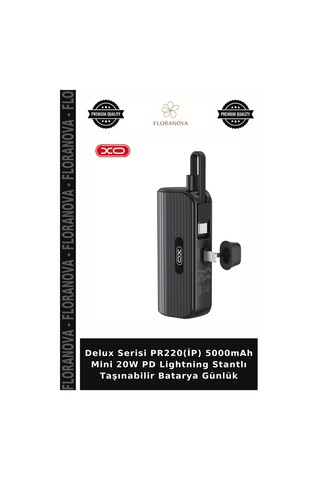 Delux Serisi Pr220 İp 5000mah Mini 20w Pd Lightning Stantlı Taşınabilir Batarya Günlük Çok Renkli
