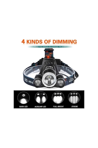 Şarj Edilebilir Led Kafa Lambası, 5000 Lümen Kafa Lambası, Süper Hafif T6 Led Kafa Lambası, 2 Pil İle Su Geçirmez Kafa Lambası. Diğer