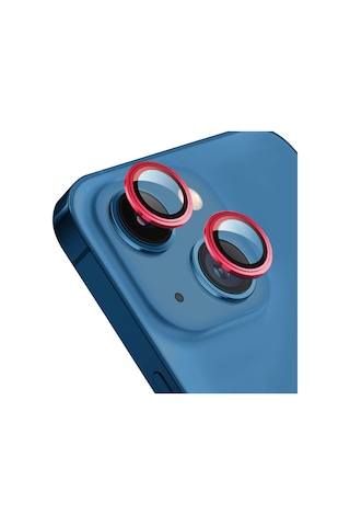 Apple Uyumlu iPhone 13 Ar+af Kamera Lens Koruyucu Kırmızı